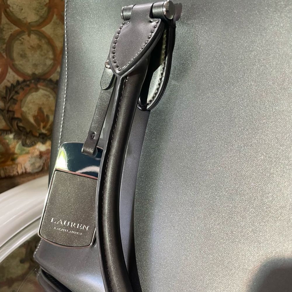 Ralph Lauren “Taylor” Pewter Metallic Double Zipper Bag